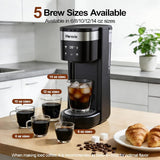 Horavie Single Serve K-Cup Coffee Maker | 5 Brew Sizes, Hot & Iced, 30oz Reservoir, Fits 7.8″ Travel Mug