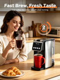 Horavie Hot & Iced Single Serve Coffee Maker for Coffee Pods & Ground 6–16oz Brew Sizes, 47oz Water Tank, Durable Stainless Steel, Slim Design, Easy to Use for Home, Office & Dorm, Black