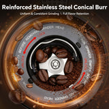 Conical Burr Coffee Grinder – 51 Settings, LED Display, Anti-Static, 1–12 Cups
