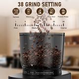 Electric Burr Coffee Grinder – 38 Settings, Anti-Static, 60s Timer