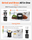 Horavie Grind & Brew Single-Serve Coffee Maker – Built-in Grinder, 47 oz Tank, 6–16 oz