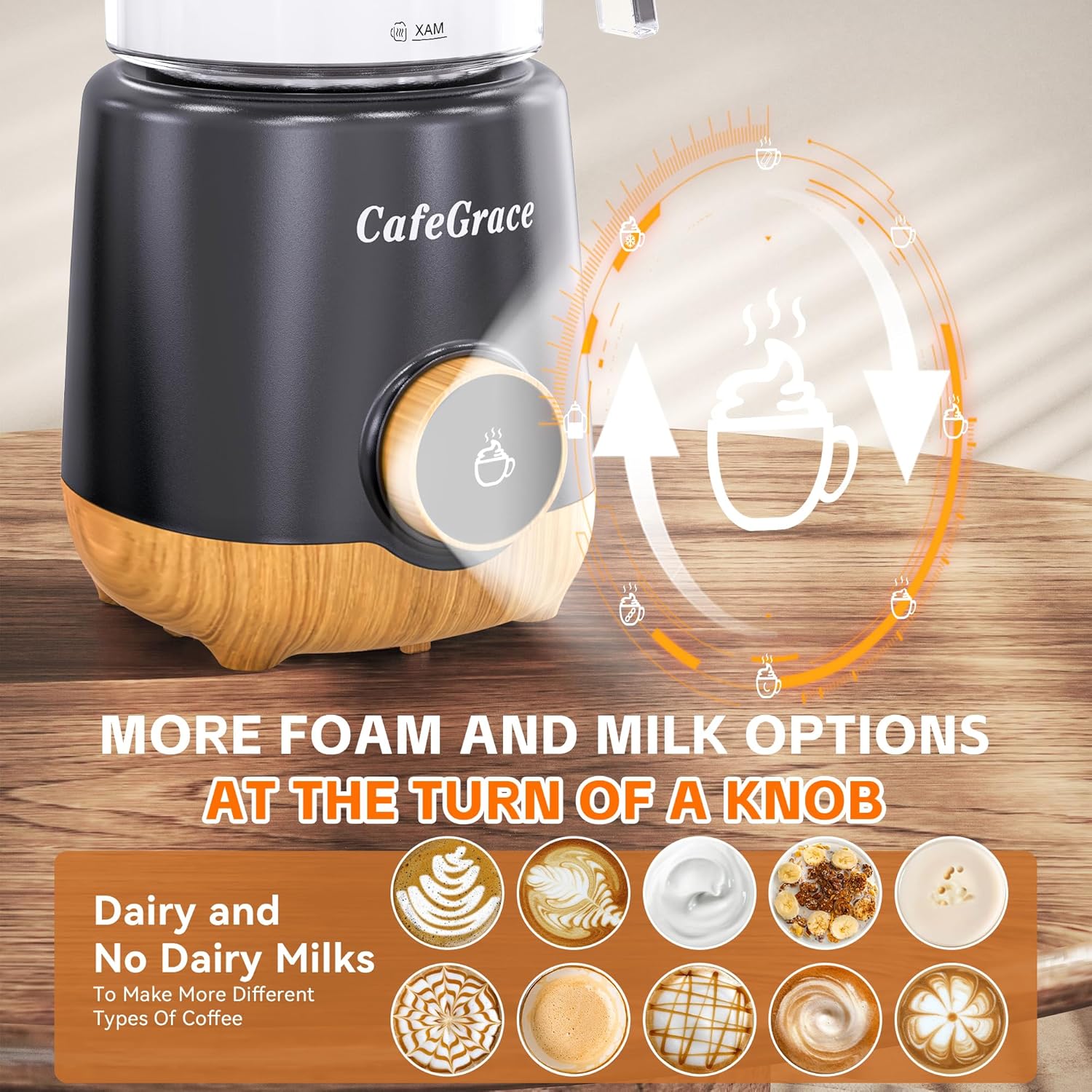 8-in-1 Milk Frother & Steamer – 20 oz, Hot & Cold Foam, 550W