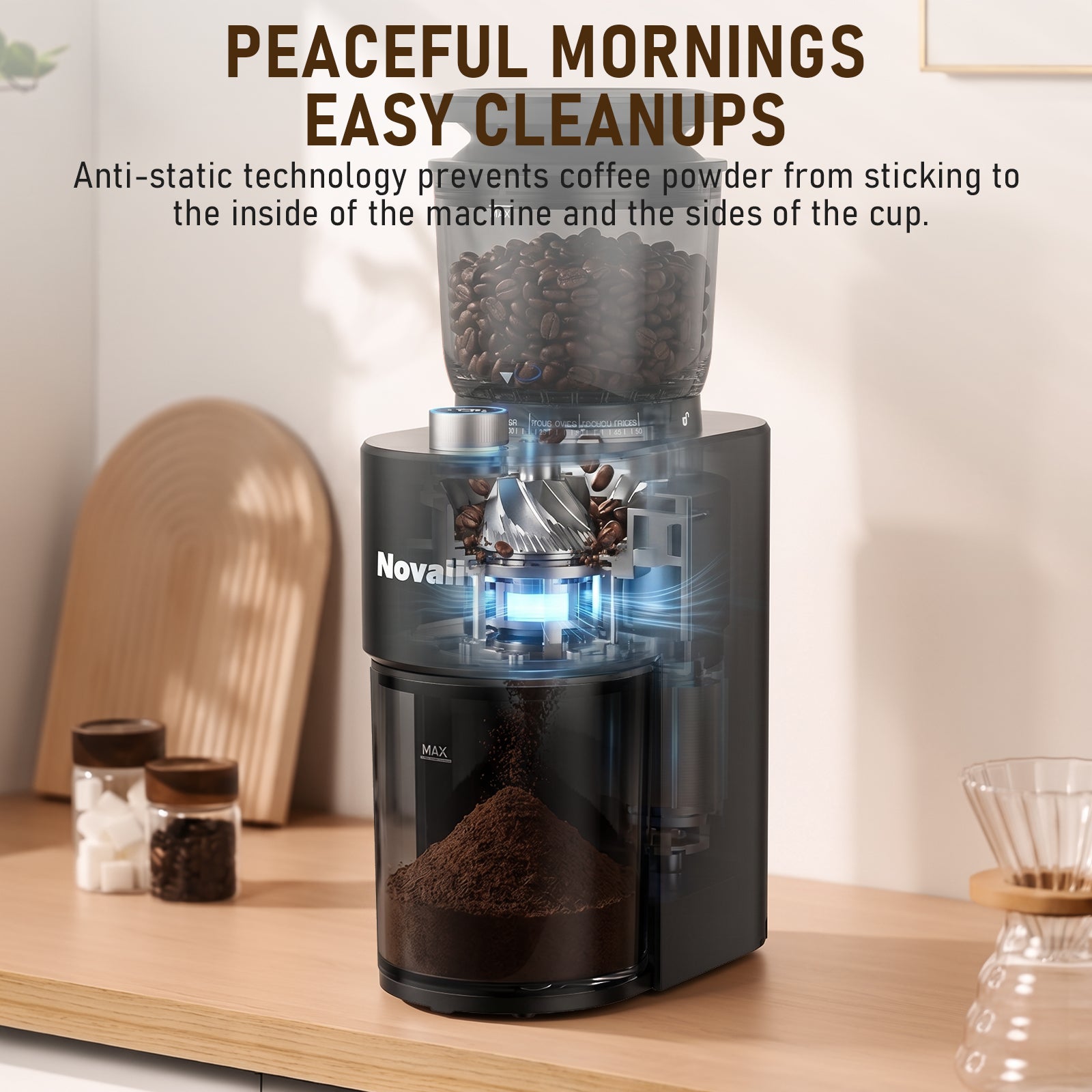 Electric Burr Coffee Grinder – 38 Settings, Anti-Static, 60s Timer