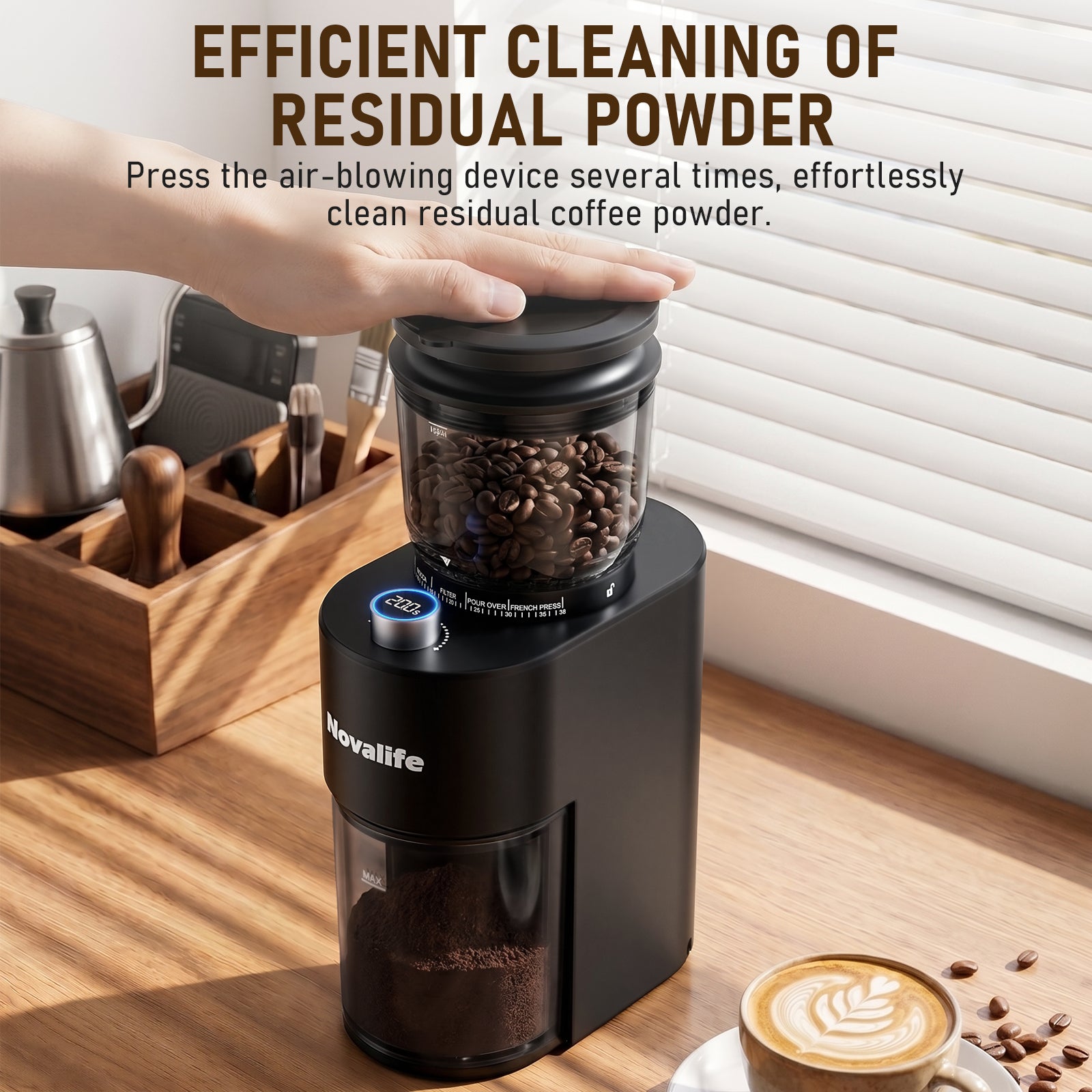 Electric Burr Coffee Grinder – 38 Settings, Anti-Static, 60s Timer
