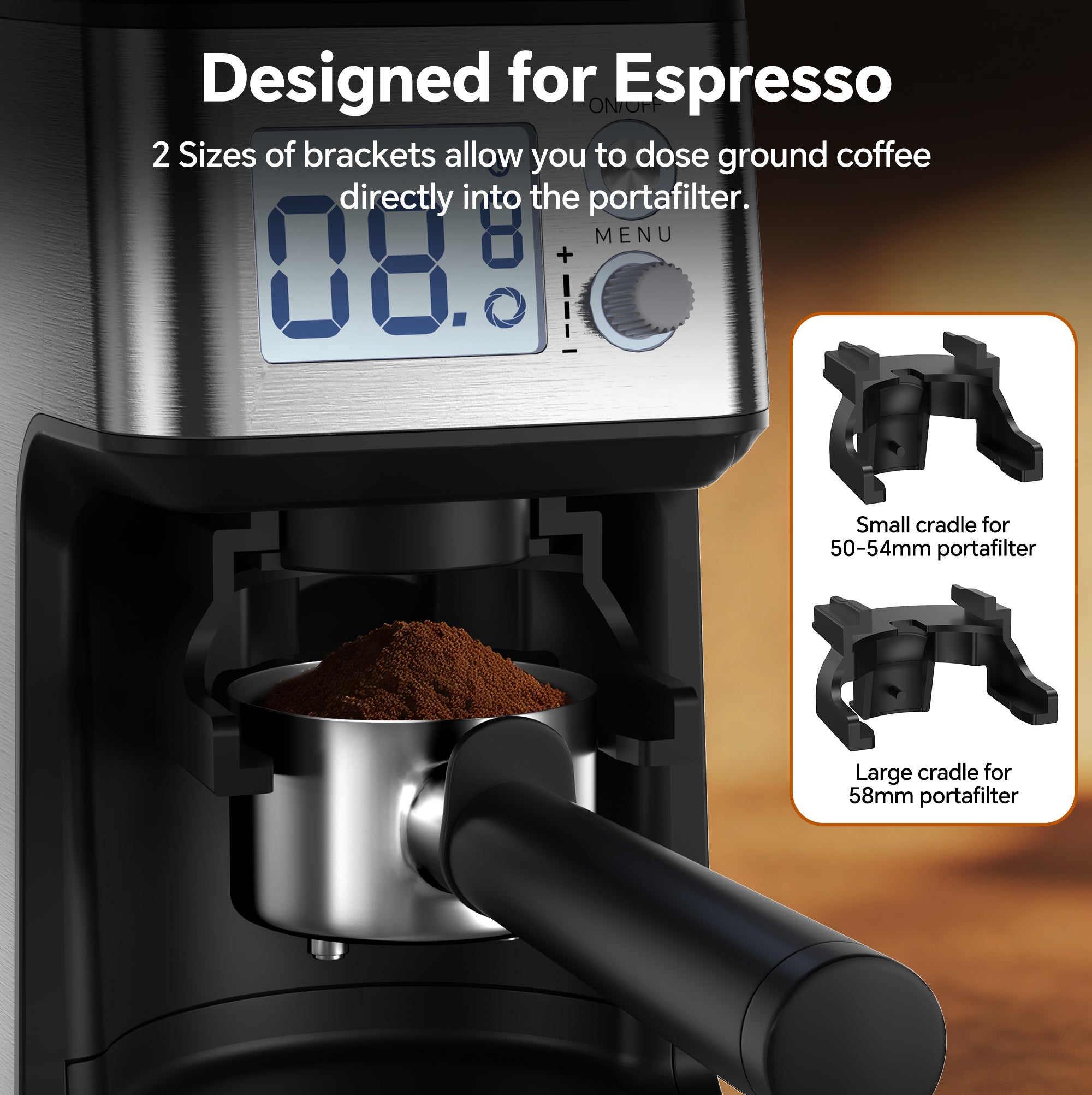 Conical Burr Coffee Grinder – 51 Settings, LED Display, Anti-Static, 1–12 Cups