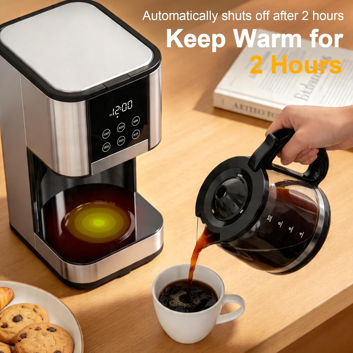 Horavie 10-Cup Programmable Drip Coffee Maker – Adjustable Strength, Auto Shut-Off