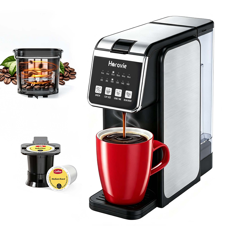 Horavie Grind & Brew Single-Serve Coffee Maker – Built-in Grinder, 47 oz Tank, 6–16 oz