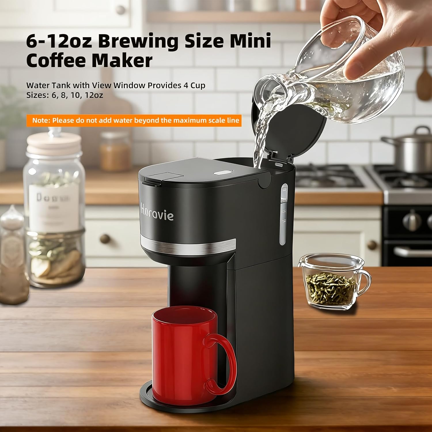 Horavie Mini Single-Serve Coffee Maker – K-Cup & Ground, 6–12 oz, Fast Brew