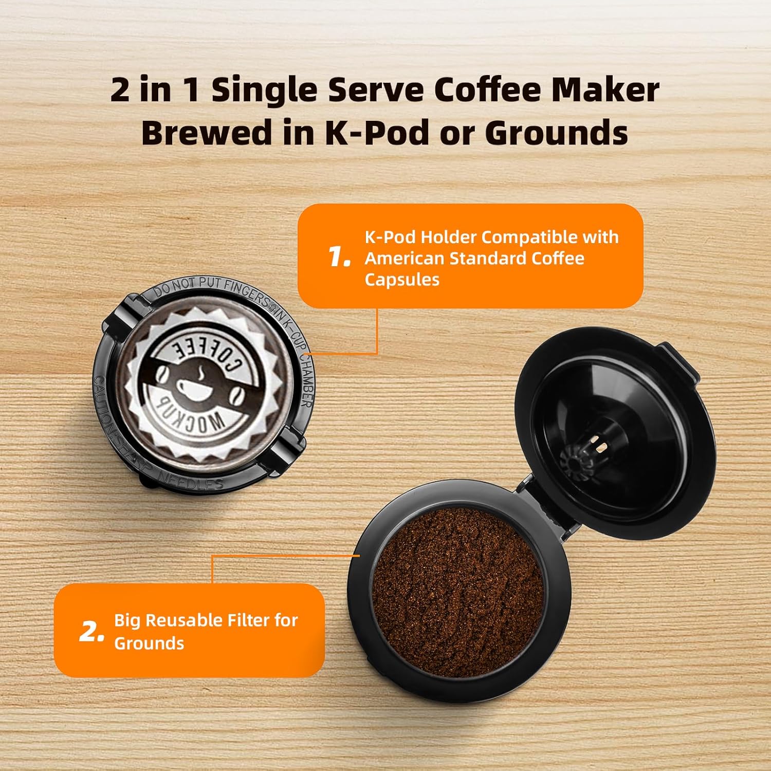Horavie Mini Single-Serve Coffee Maker – K-Cup & Ground, 6–12 oz, Fast Brew